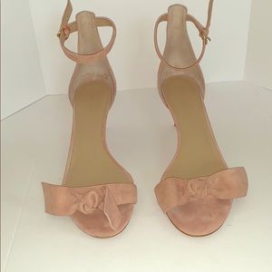 Pink suede bow sandals
